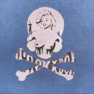 MARILYN MONROE topless skull distressed ribbed graffiti soft tank top M unisex